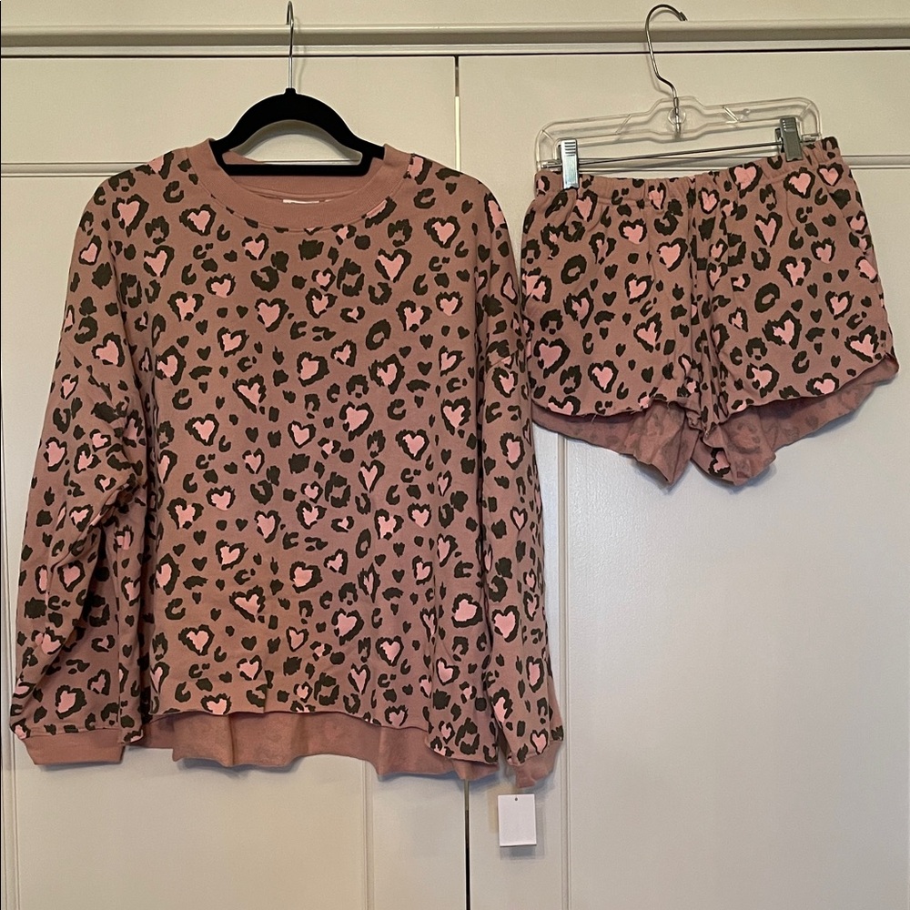 Kids Heart Print Pajama Set